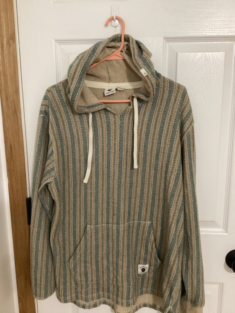 Quicksilver hooded pullover Large Tan Sage Green
